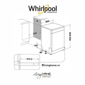 Máy Rửa Chén Bát Whirlpool WFE 2B19, 13 Bộ, Độc Lập 13 Máy Rửa Chén Bát Whirlpool WFE 2B19, 13 Bộ, Độc Lập