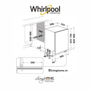 Máy Rửa Chén Bát Whirlpool WIO 3T133P, 14 Bộ, Âm Toàn Phần