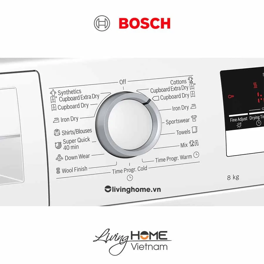Máy sấy Bosch WTR85V00SG - Tụ hơi với bơm nhiệt 14 chương trình 8KG - Ảnh 5