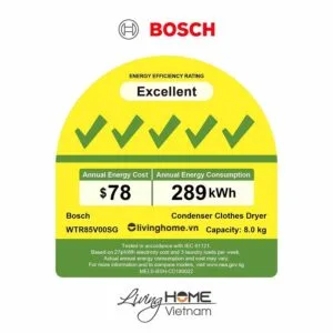 Máy sấy Bosch WTR85V00SG - Tụ hơi với bơm nhiệt 14 chương trình 8KG