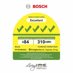 Máy sấy Bosch WTX87MH0SG - Tụ hơi với bơm nhiệt 14 chương trình kết nối Home Connect 9KG