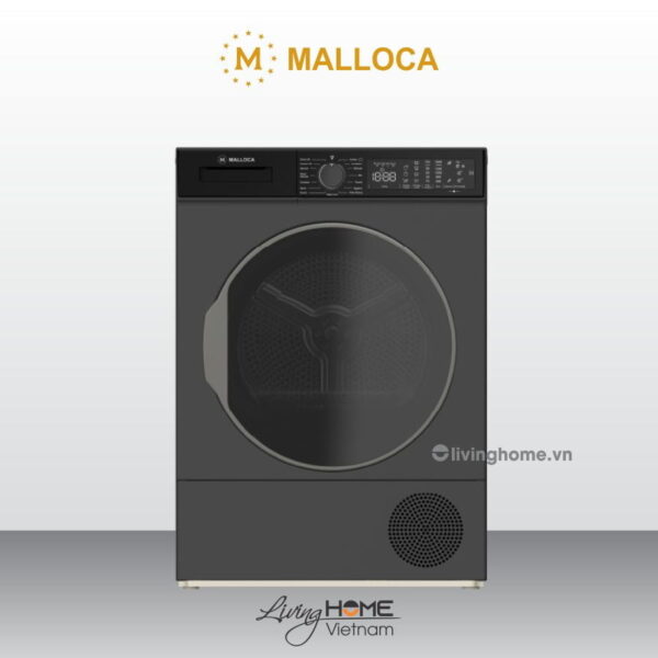 Máy sấy Malloca MTD-T1510HP cửa trước 10kg màu đen sang trọng hiện đại