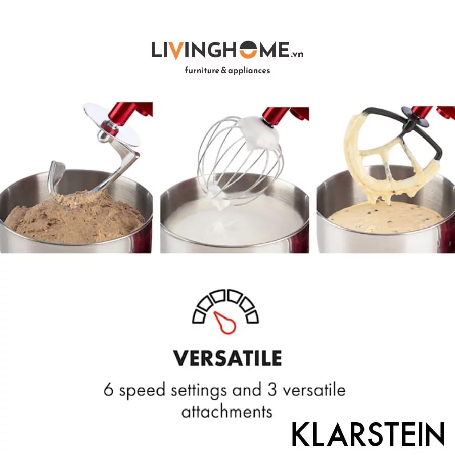 Máy trộn bột Klarstein KL-BELLA ROSSA công suất 1300W - 8kg 7 Máy trộn bột Klarstein KL-BELLA ROSSA công suất 1300W - 8kg - Ảnh 5