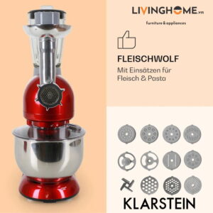 Máy trộn bột Klarstein KL-LUCIA ROSSA kết hợp 3 trong 1 trộn - xay - nhào 10 Máy trộn bột Klarstein KL-LUCIA ROSSA kết hợp 3 trong 1 trộn - xay - nhào