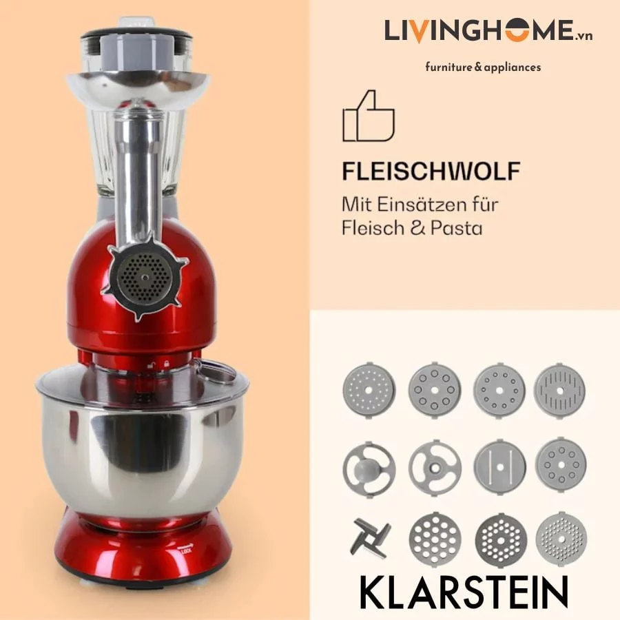 Máy trộn bột Klarstein KL-LUCIA ROSSA kết hợp 3 trong 1 trộn - xay - nhào 6 Máy trộn bột Klarstein KL-LUCIA ROSSA kết hợp 3 trong 1 trộn - xay - nhào - Ảnh 4
