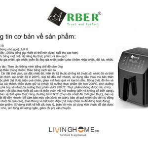 Nồi chiên không dầu Arber ABNCKD5.5 dung tích 5,5L nhỏ gọn 13 Nồi chiên không dầu Arber ABNCKD5.5 dung tích 5,5L nhỏ gọn
