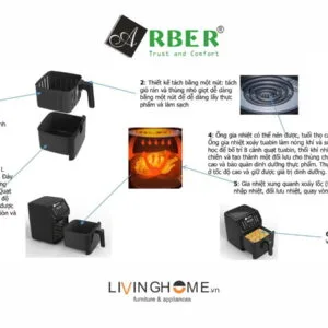 Nồi chiên không dầu Arber ABNCKD5.5 dung tích 5,5L nhỏ gọn
