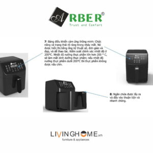 Nồi chiên không dầu Arber ABNCKD5.5 dung tích 5,5L nhỏ gọn 12 Nồi chiên không dầu Arber ABNCKD5.5 dung tích 5,5L nhỏ gọn