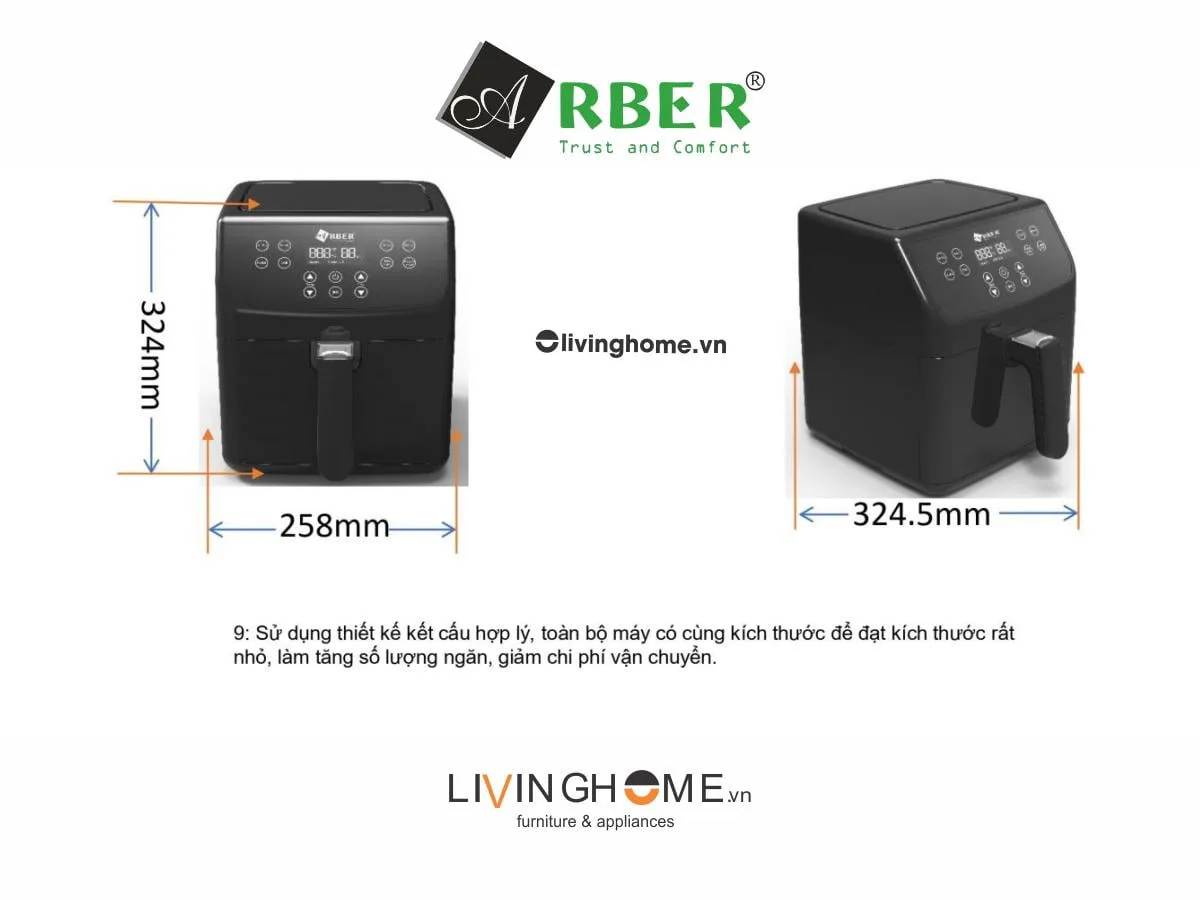 Nồi chiên không dầu Arber ABNCKD5.5 dung tích 5,5L nhỏ gọn - Ảnh 6