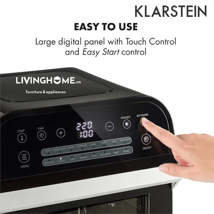 Nồi chiên không dầu Klarstein KL-AEROVITAL CUBE màu đen với công suất 1600W - 12 Lít 10 Nồi chiên không dầu Klarstein KL-AEROVITAL CUBE màu đen với công suất 1600W - 12 Lít - Ảnh 8