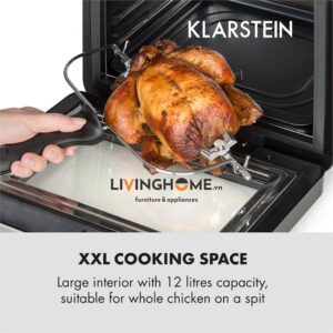 Nồi chiên không dầu Klarstein KL-AEROVITAL CUBE màu đen với công suất 1600W - 12 Lít