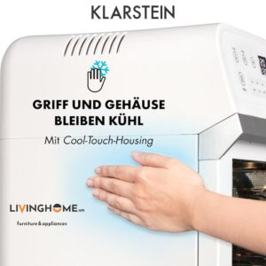 Nồi chiên Klarstein KL-AEROVITAL-CUBE-WHITE chất liệu vỏ chống nóng - 12 Lít 14 Nồi chiên Klarstein KL-AEROVITAL-CUBE-WHITE chất liệu vỏ chống nóng - 12 Lít
