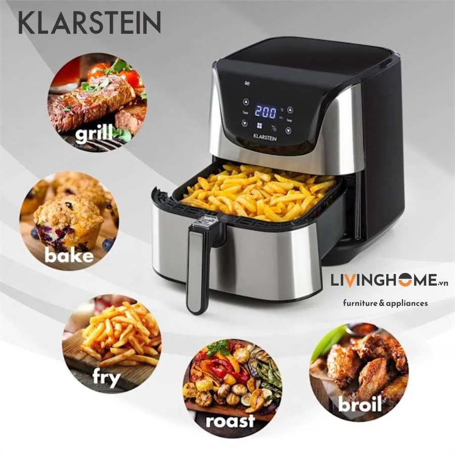 Nồi chiên không dầu Klarstein KL-DELUXE màn hình cảm ứng LCD với 8 chương trình cài đặt sẵn - Ảnh 2