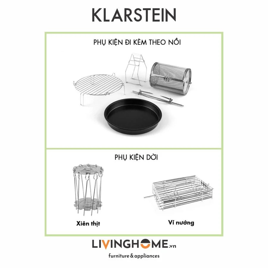 Nồi chiên không dầu Klarstein KL-VITAIR TURBO 6 chương trình nấu nướng - dung tích 9L 5 Nồi chiên không dầu Klarstein KL-VITAIR TURBO 6 chương trình nấu nướng - dung tích 9L - Ảnh 3