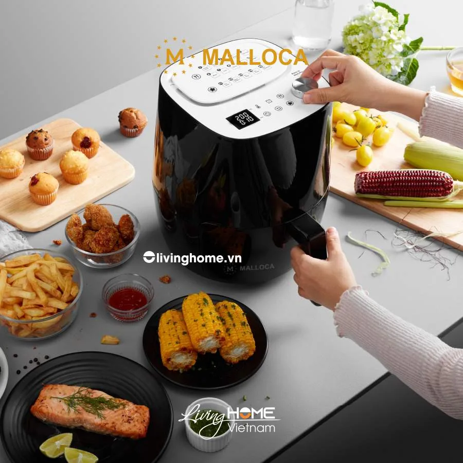 Nồi chiên không dầu Malloca MAF-09B thể tích 3L màu đen trắng cao cấp sang trọng - Ảnh 2