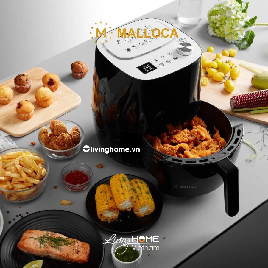 Nồi chiên không dầu Malloca MAF-09B thể tích 3L màu đen trắng cao cấp sang trọng - Ảnh 3