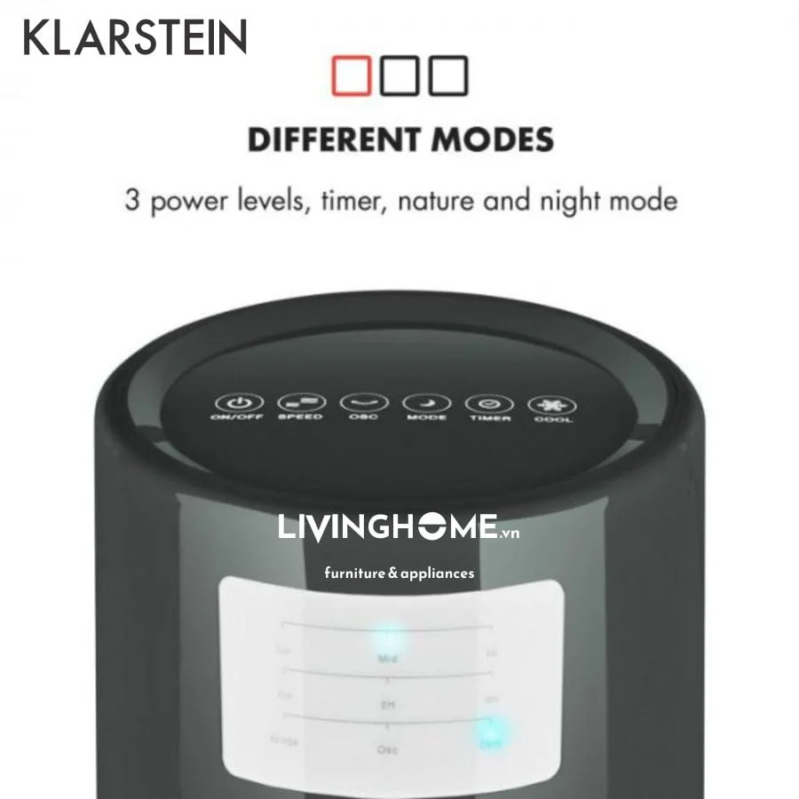 Quạt hơi nước Klarstein KL-HIGHAWN BLACK công suất 40W - chiều cao 90cm 7 Quạt hơi nước Klarstein KL-HIGHAWN BLACK công suất 40W - chiều cao 90cm - Ảnh 5