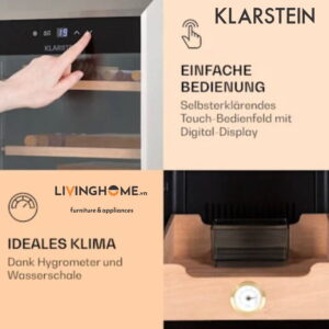 Tủ cigar Klarstein KL-EL PRESIDENT 37L được làm bằng gỗ tuyết màu đen sang trọng 16 Tủ cigar Klarstein KL-EL PRESIDENT 37L được làm bằng gỗ tuyết màu đen sang trọng