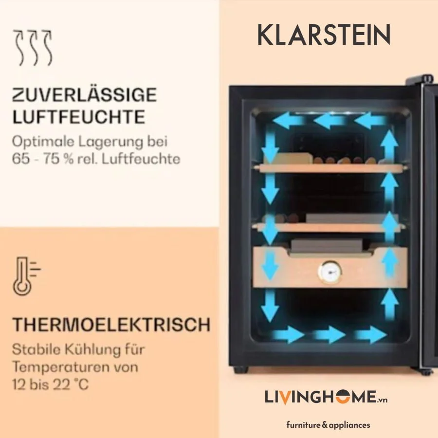 Tủ cigar Klarstein KL-EL PRESIDENT 37L được làm bằng gỗ tuyết màu đen sang trọng - Ảnh 5