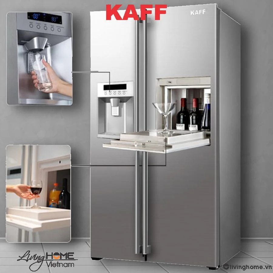 Tủ lạnh Kaff KF-BCD606MBR Side By Side 2 cánh inox siêu bền 4 Tủ lạnh Kaff KF-BCD606MBR Side By Side 2 cánh inox siêu bền - Ảnh 2