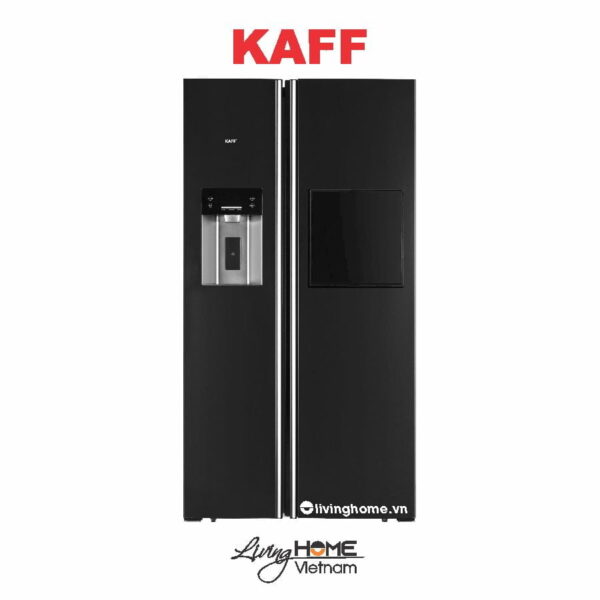 Tủ lạnh Kaff KF-BCD606WHIT Side By Side 2 cánh mặt kính đen hiện đại