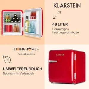 Tủ lạnh Klarstein KL-AUDREY Mini Retro màu đỏ - dung tích 48L 12 Tủ lạnh Klarstein KL-AUDREY Mini Retro màu đỏ - dung tích 48L