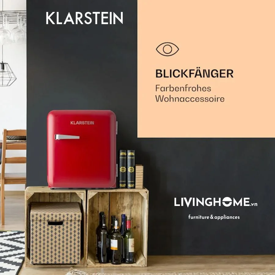 Tủ lạnh Klarstein KL-AUDREY Mini Retro màu đỏ - dung tích 48L 4 Tủ lạnh Klarstein KL-AUDREY Mini Retro màu đỏ - dung tích 48L - Ảnh 2