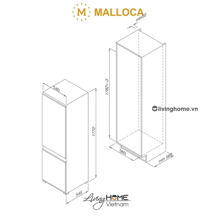 Tủ lạnh Malloca MF-246EBI âm tủ dung tích 246L - Ảnh 2