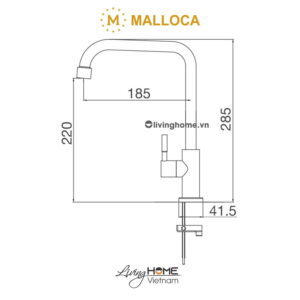 Vòi rửa chén Malloca K-115 XFIT inox, hiện đại