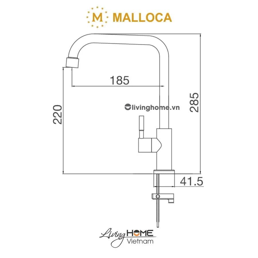 Vòi rửa chén Malloca K-115 XFIT inox, hiện đại - Ảnh 3
