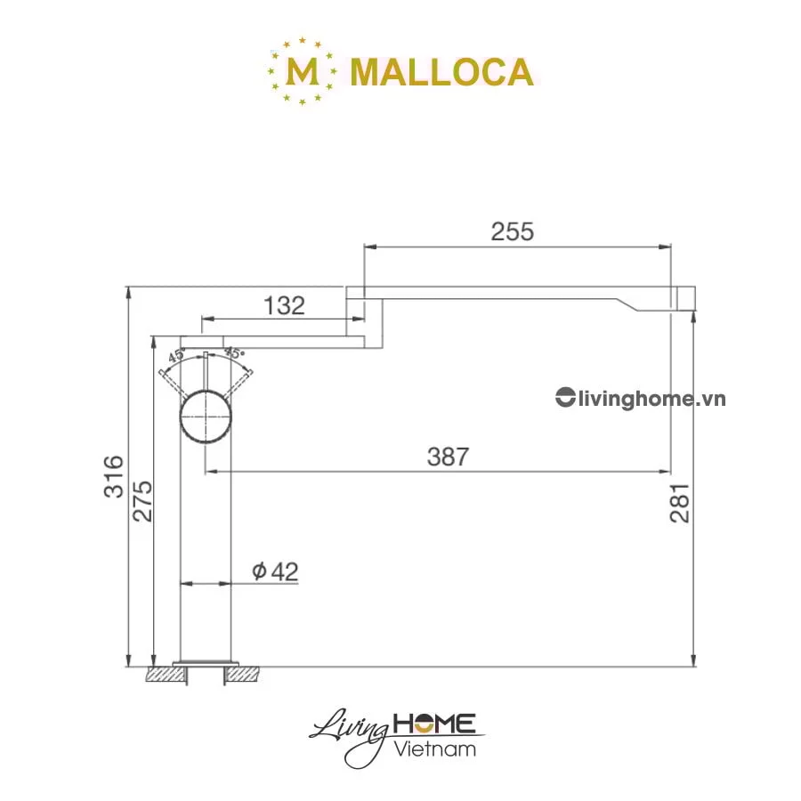 Vòi rửa chén Malloca K060-S inox kiểu dáng hiện đại - Ảnh 3