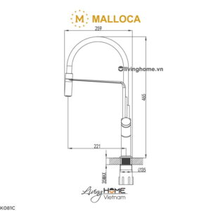 Vòi rửa chén Malloca K081C đồng thau mạ Chrome