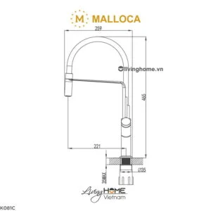Vòi rửa chén Malloca K081C đồng thau mạ Chrome