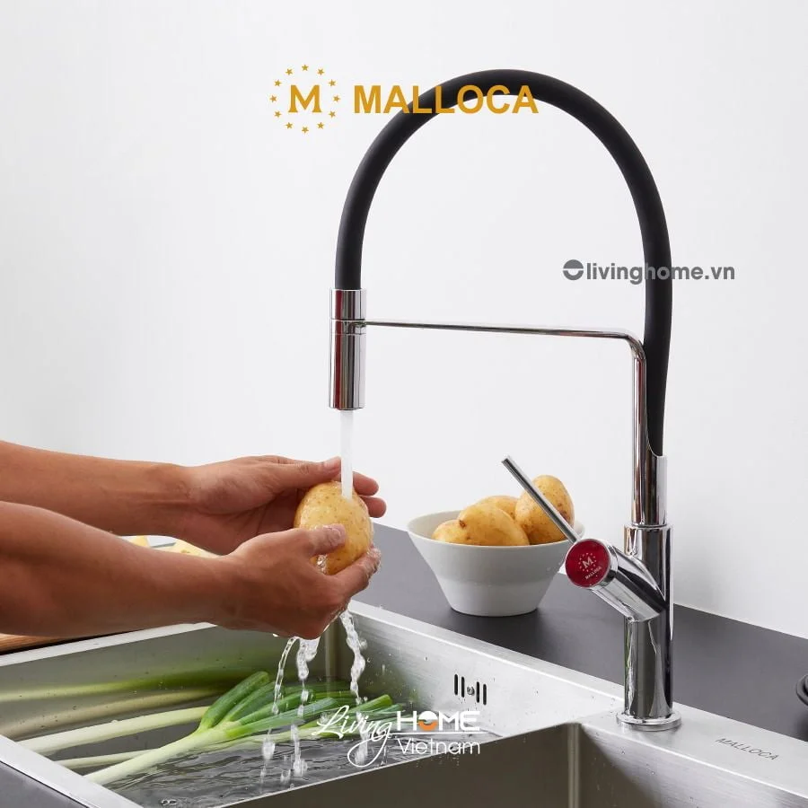 Vòi rửa chén Malloca K081C đồng thau mạ Chrome - Ảnh 2