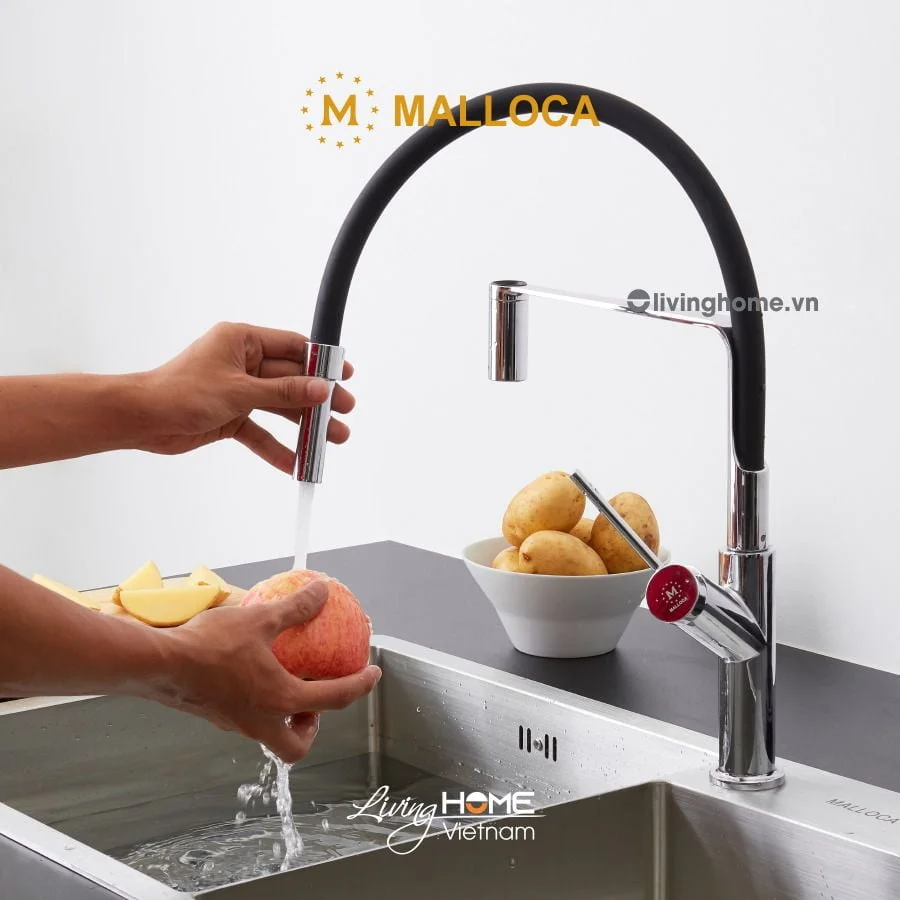 Vòi rửa chén Malloca K081C đồng thau mạ Chrome - Ảnh 4