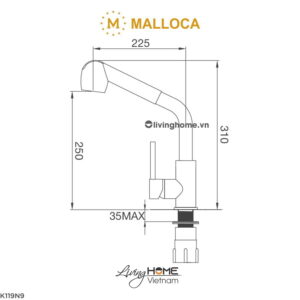 Vòi rửa chén Malloca K119N9 đồng thau mạ Chrome