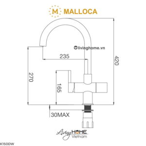Vòi rửa chén Malloca K150DW đồng thau mạ Chrome