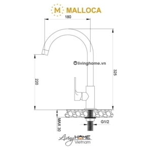 Vòi rửa chén Malloca K1603CL đồng thau mạ Chrome