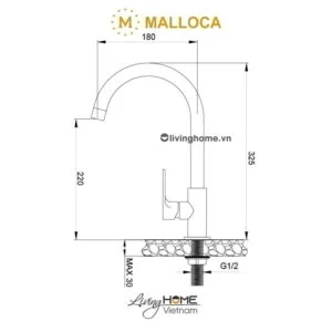 Vòi rửa chén Malloca K1603CL đồng thau mạ Chrome