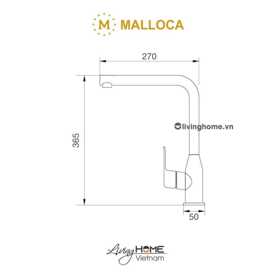 Vòi rửa chén Malloca K520S inox bền bỉ sang trọng - Ảnh 3