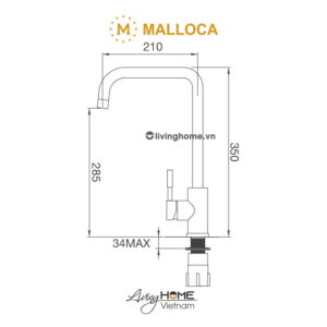 Vòi rửa chén Malloca K559-SN inox hiện đại bền bỉ