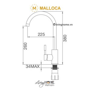 Vòi rửa chén Malloca K569-SN inox bền bỉ cổ điển