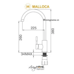 Vòi rửa chén Malloca K569-SN inox bền bỉ cổ điển