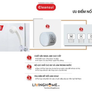 Vòi sen tắm Cleansui ES101 khử clo nhập khẩu Nhật