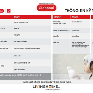 Vòi sen tắm Cleansui ES301 khử clo nhập khẩu Nhật