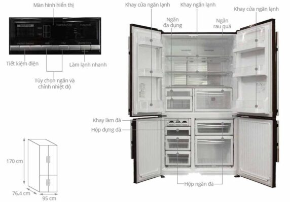 Tủ lạnh Mitsubishi Electric 580 Lít MR-L72EH-BRW-V
