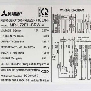 Tủ lạnh Mitsubishi Electric 580 Lít MR-L72EH-BRW-V