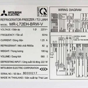 Tủ lạnh Mitsubishi Electric MR-L72EH-BRW-V 22 Tủ lạnh Mitsubishi Electric 580 Lít MR-L72EH-BRW-V