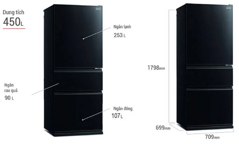Tủ Lạnh Mitsubishi Inverter 450 Lít MR-CGX56EP-GBK-V 14 Tủ Lạnh Mitsubishi Inverter 450 Lít MR-CGX56EP-GBK-V