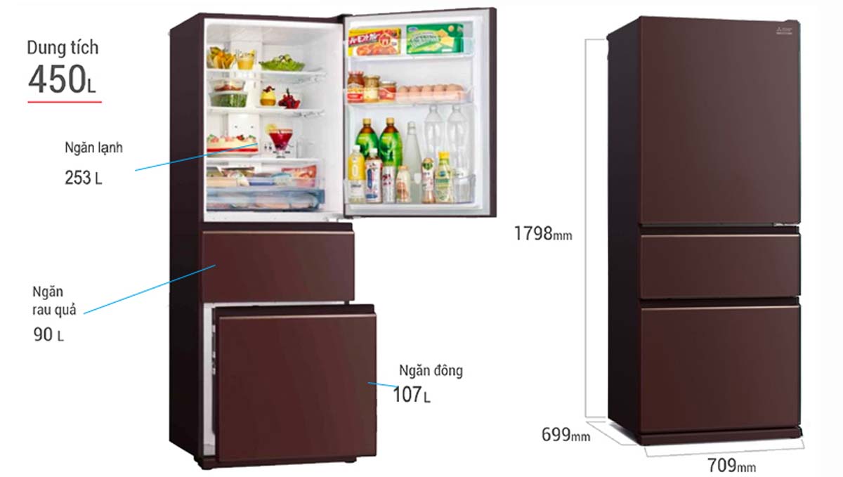 Tủ lạnh Mitsubishi Inverter MR-CGX56EP-GBR-V